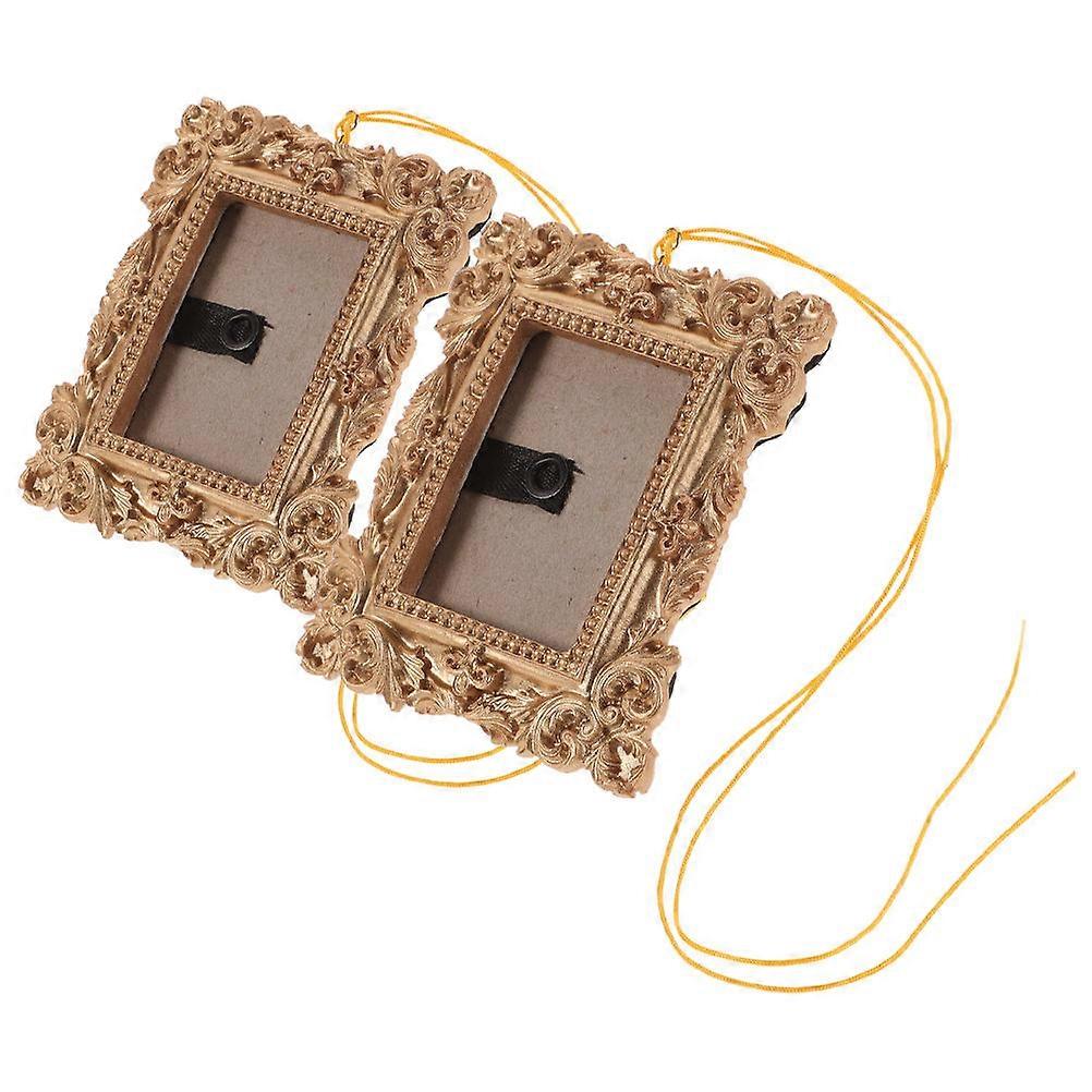 Golden Resin Rectangle Wall Frames for Home Decor Hanging 2Pcs