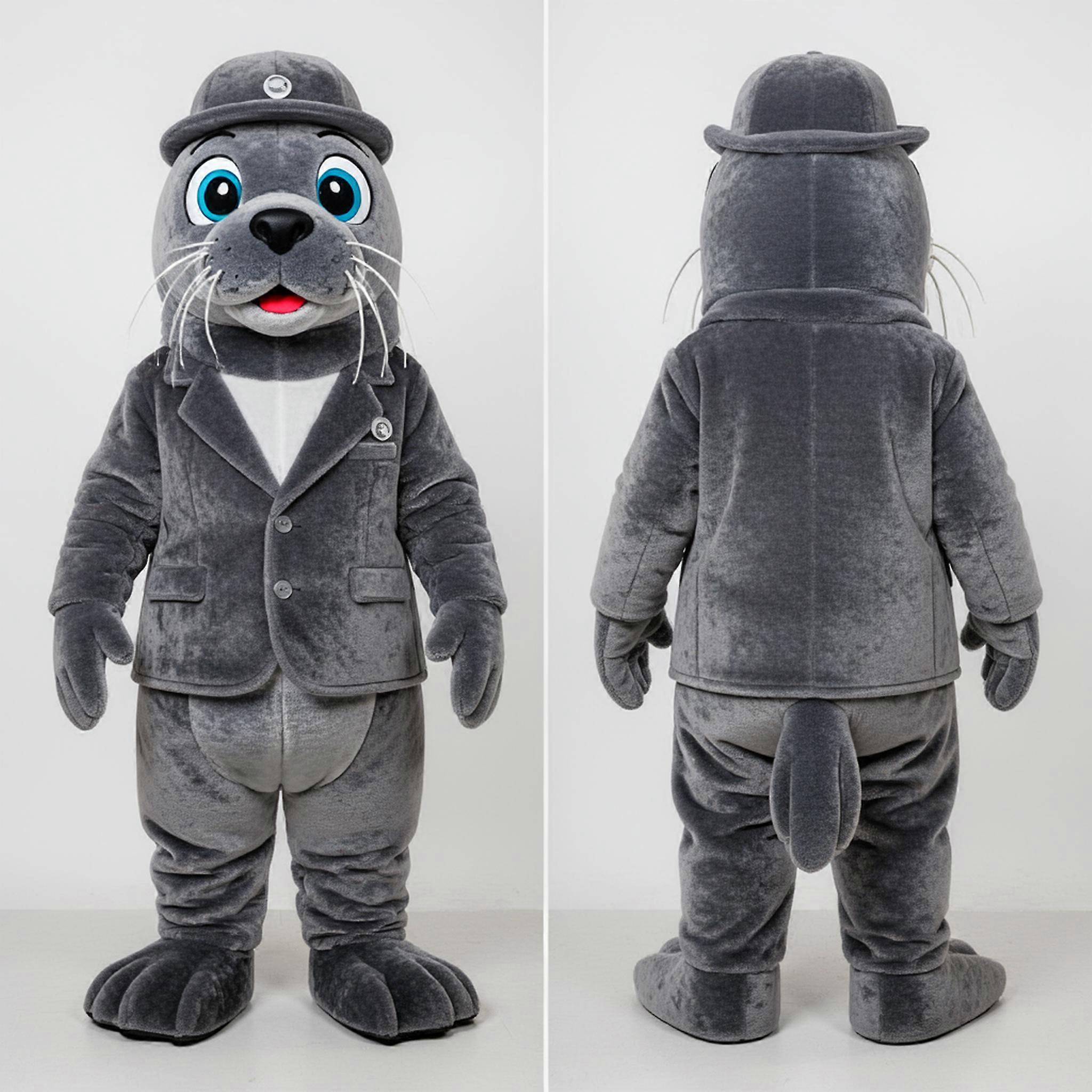 MASTICOT Gray Cuddly Sea Lion Mascot