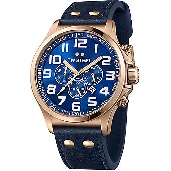 R.tw steel pilot 45 cr.pvd ros.esf.blue Quartz Analog Man watch with COWskin bracelet TW406