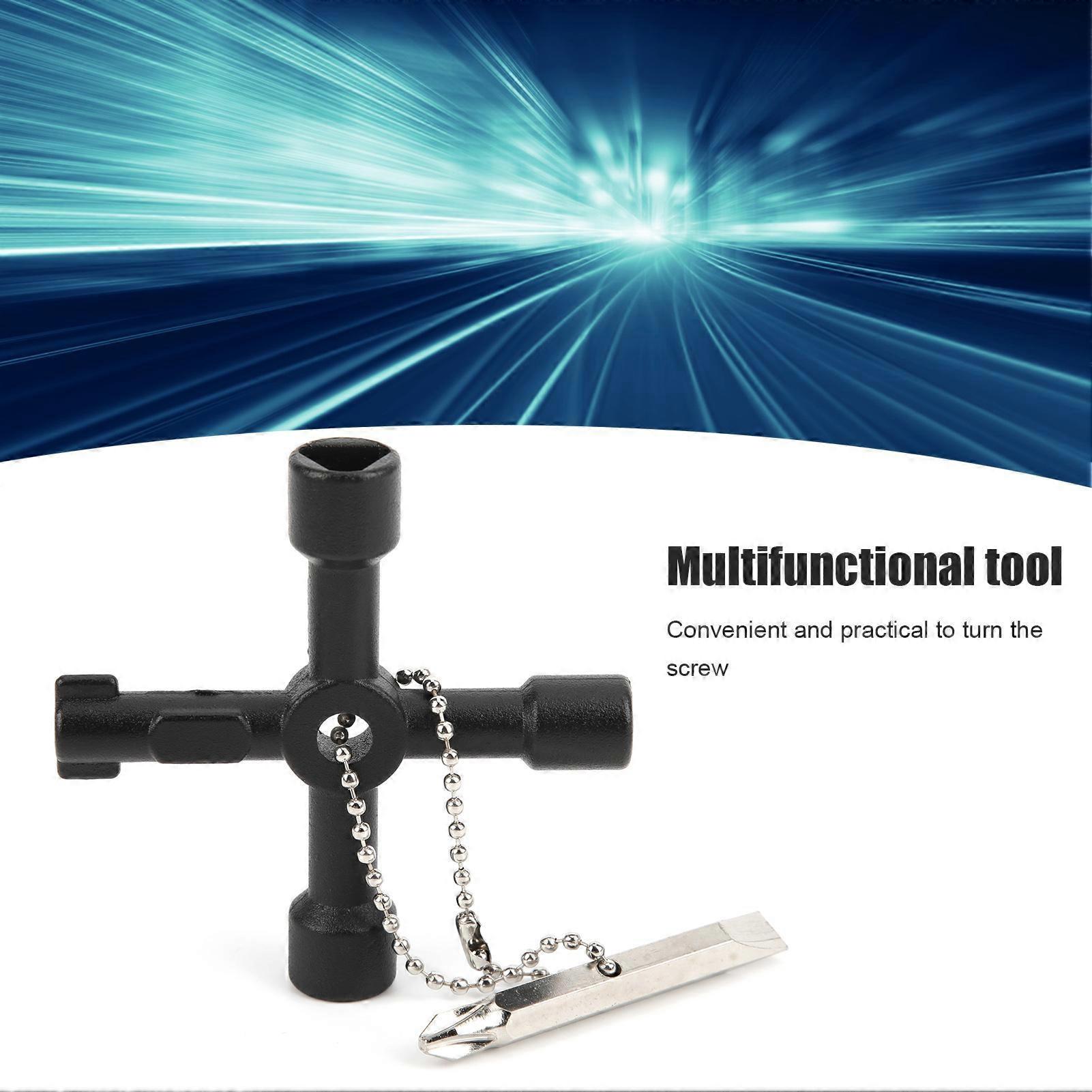 MultiFunction Key Wrench Cross Universal Elevator Electric Box Water Meter Plumber Tool