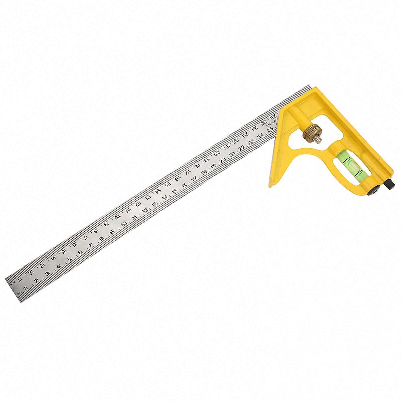 300mm Adjustable Multi-Function Combination Square with Level, 45°/90° Right Angle Measuring Ruler