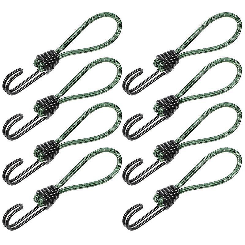 15.5X2.7cm Army Green Tent Footprints 8pcs Bungee Cord Hooks Paint Spiral Wire Hooks Strapping Tape