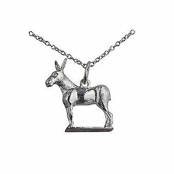 Silver 19x18mm Donkey Pendant with a rolo Chain 24 inches