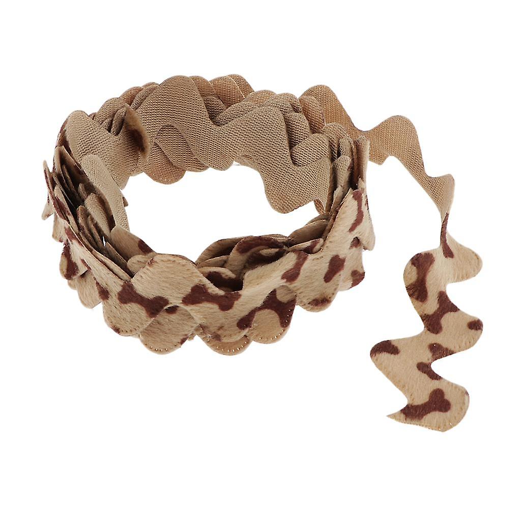 2 yards wave flocking leopard lace trimming ribbon for DIY Decors light tan