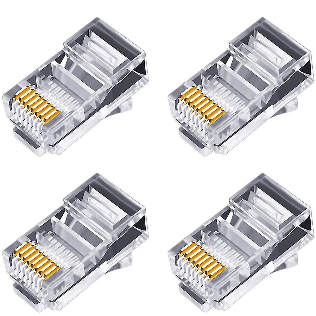 100pcs Rj45 Connector 6u Gold Plated Pass Through Ethernet Cables Module Plug Network Rj-45 Crystal