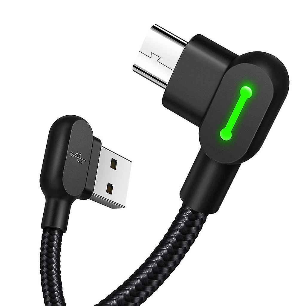 Right Angle Braided Charger 90 Degree Usb Micro Data Sync Cable Cord 480mbps
