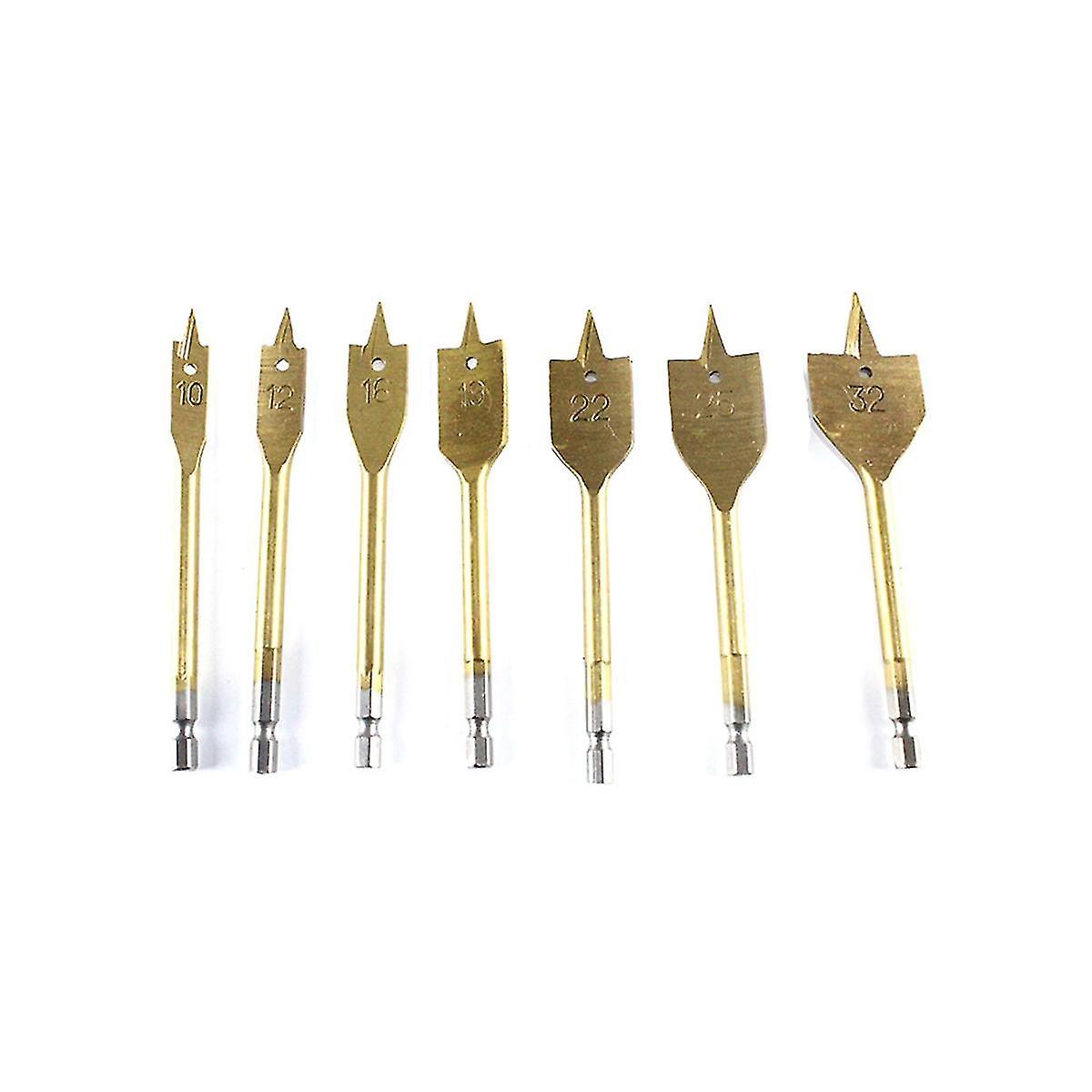 7pcs Titanium Hss Hole Drill Bit Flat Wood Drill Bits Diy Woodworking Tools With Bag