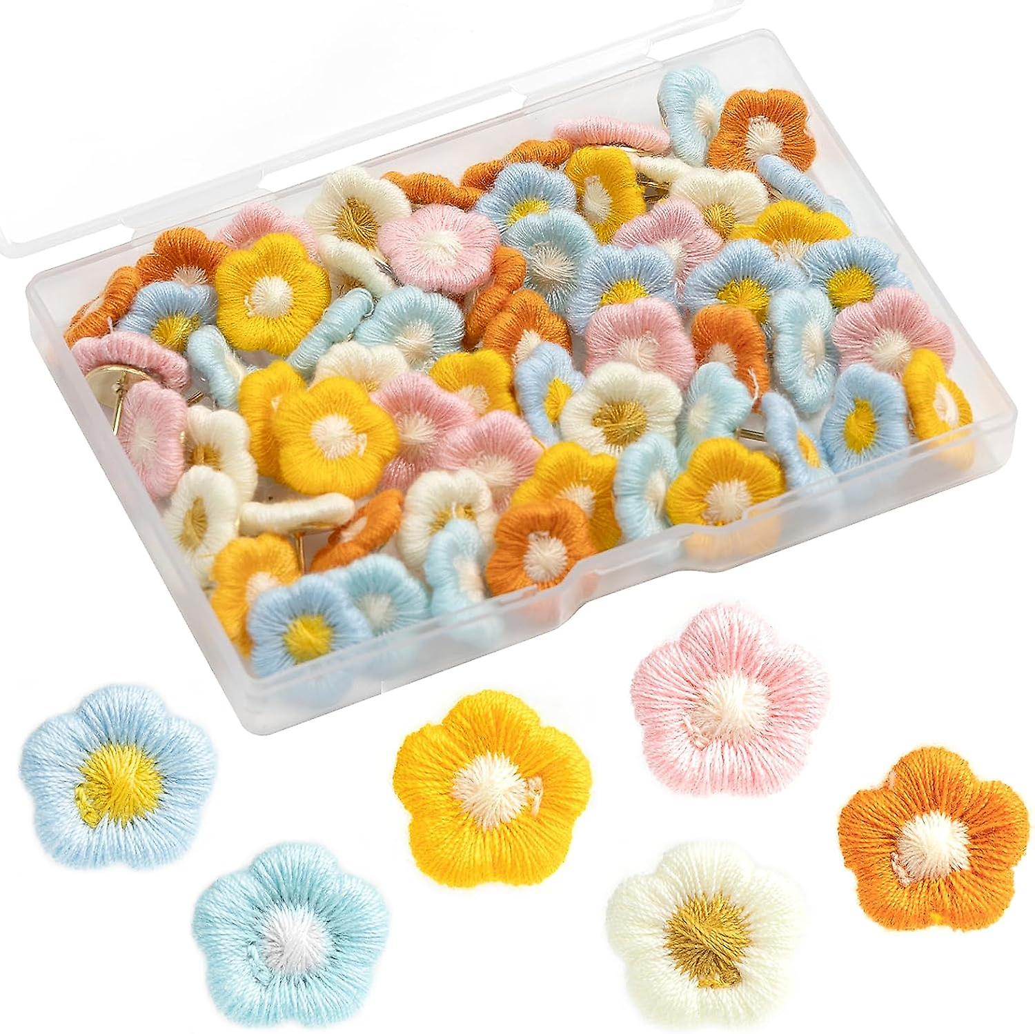 60pcs Decorative pushpins flowers pushpins decorative flowers