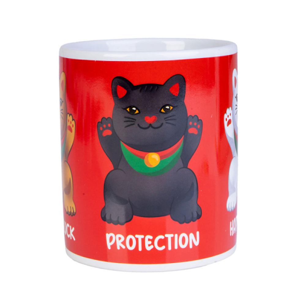 Premium Quality Lucky Kitty Ceramic Coffee Mug Featuring Trio Kitties Design