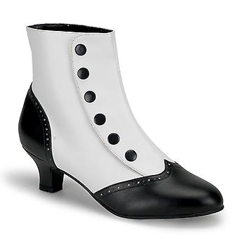 Bordello Dame Støvler Flora-1023 Wht-blk Pu