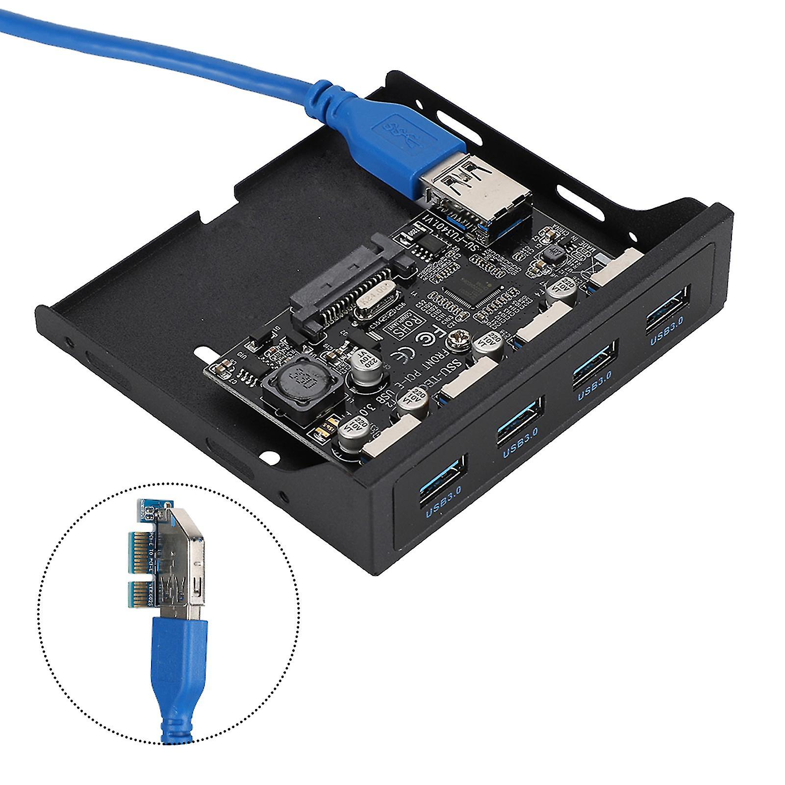 PCI-E to 4xUSB3.0 for NEC720201 Chip Front Floppy Bay Adapter Expansion Riser Card Black