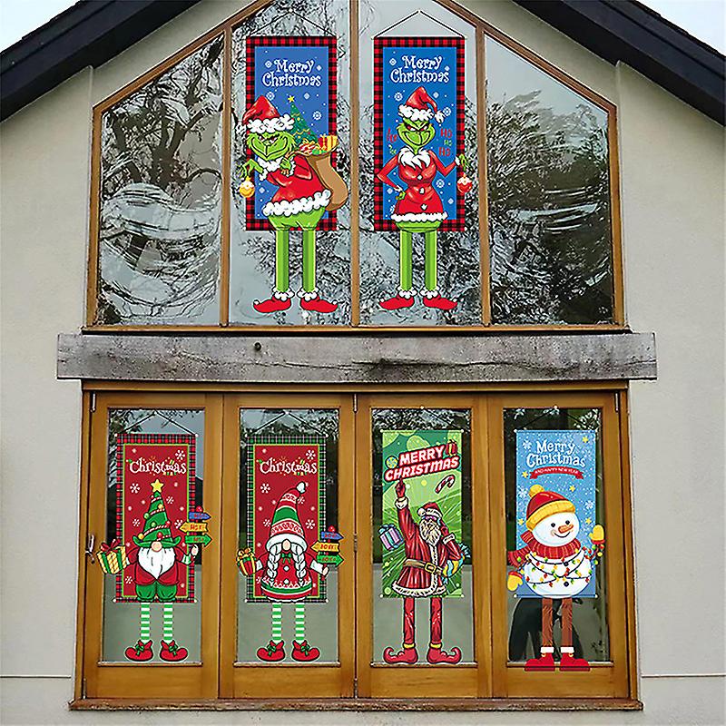 Creative Cartoon Background Fabric 2023 Merry Christmas Hanging Cloth Poster Christmas Decoration for Home Xmas Pendants