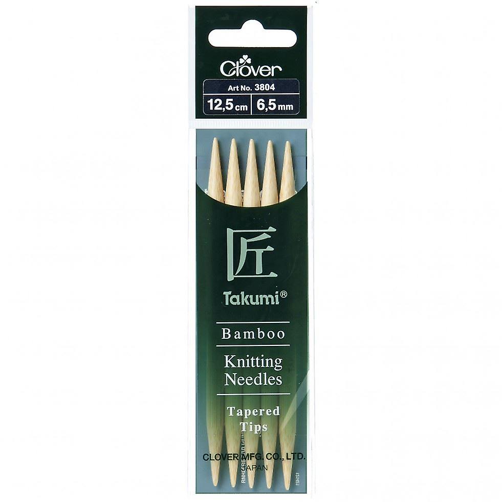 Clover 12.5 cm Bamboo Double Point Needles - Size 6.5 mm - per pack of 5