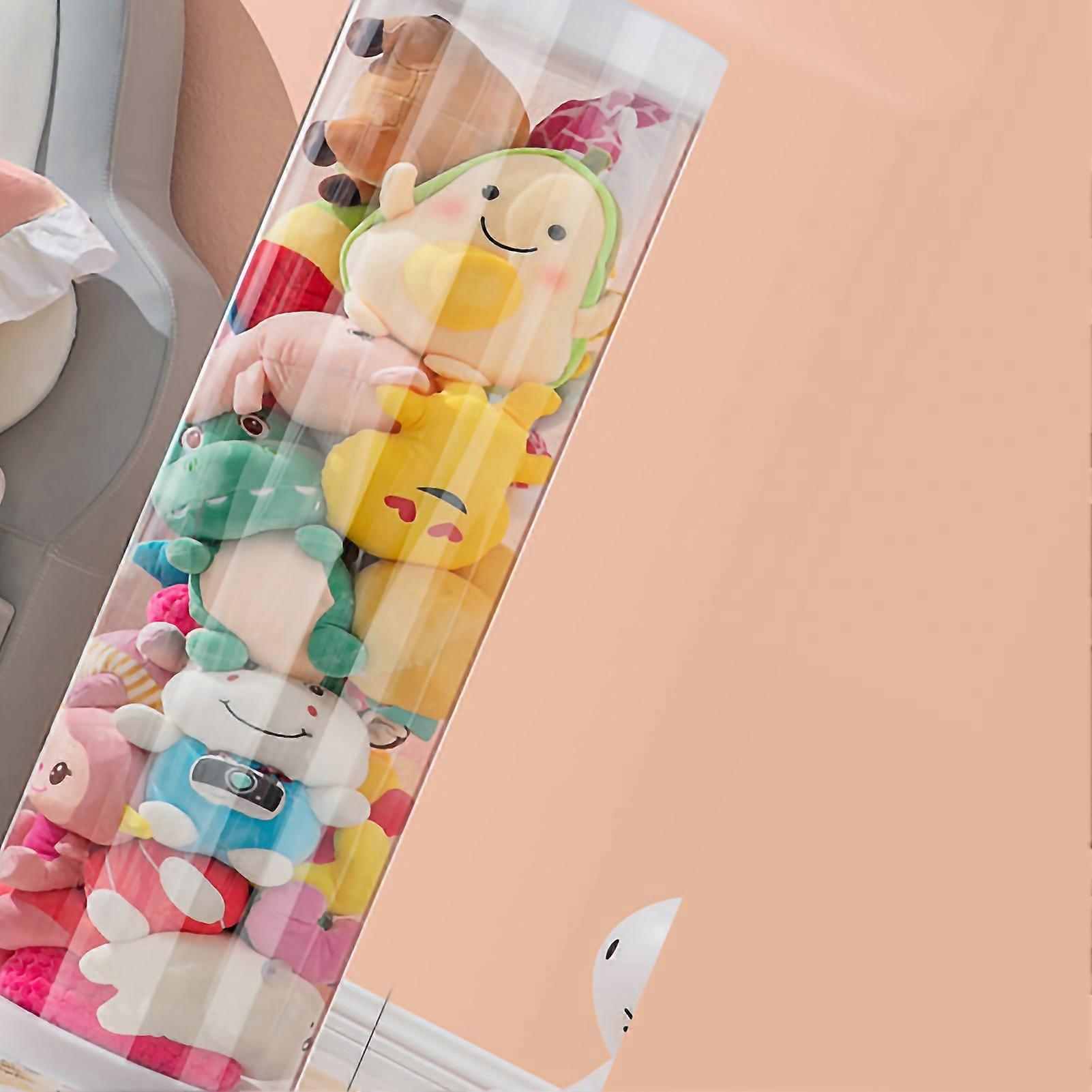 Seau de rangement pour jouets en peluche, transparent, anti-poussière, facile à utiliser, stable, 100 x 26 cm (H x P)