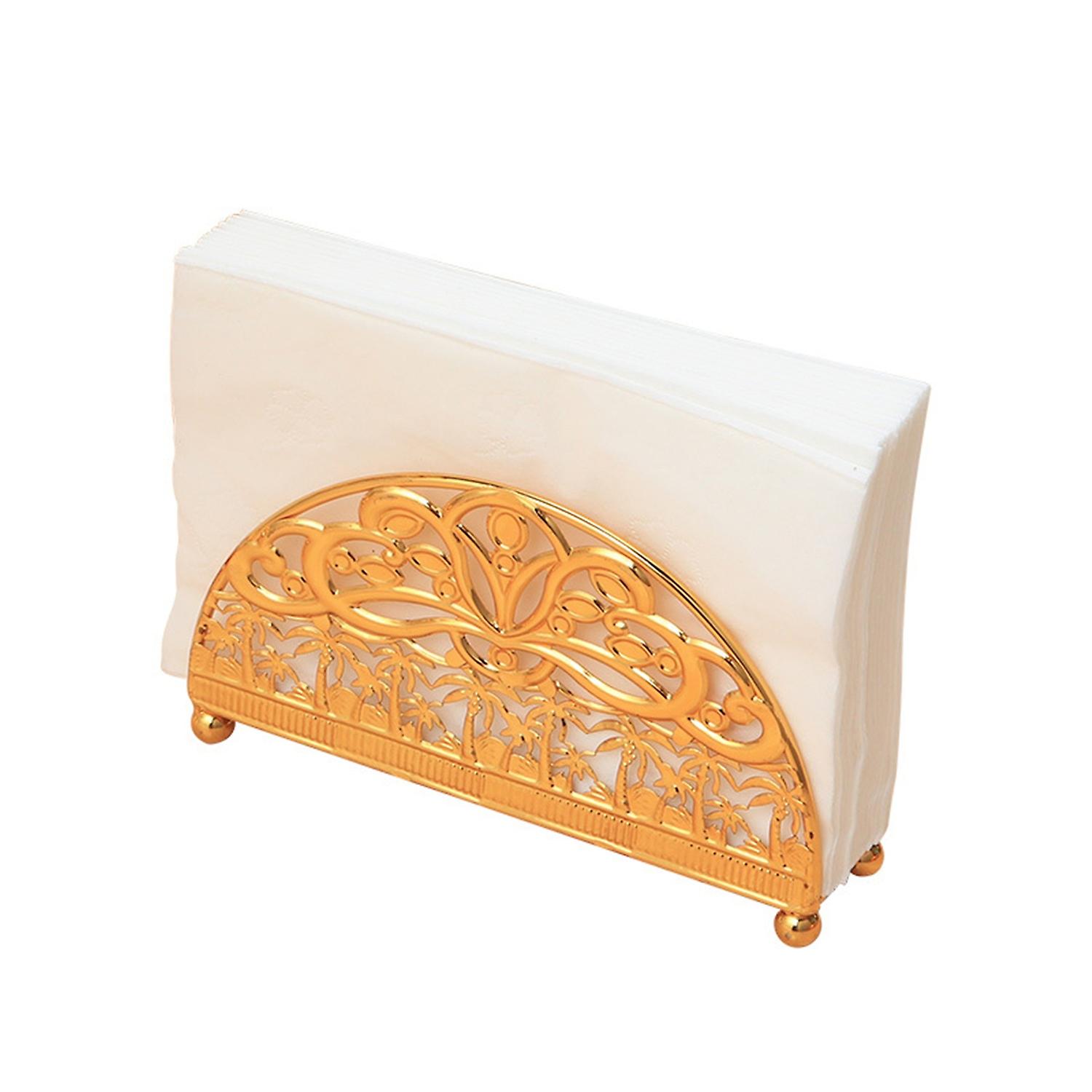 Table Napkin Holder Non-slip Base Hollow-carved Light Luxury Semicircular Tissue Holder Shelf for Di