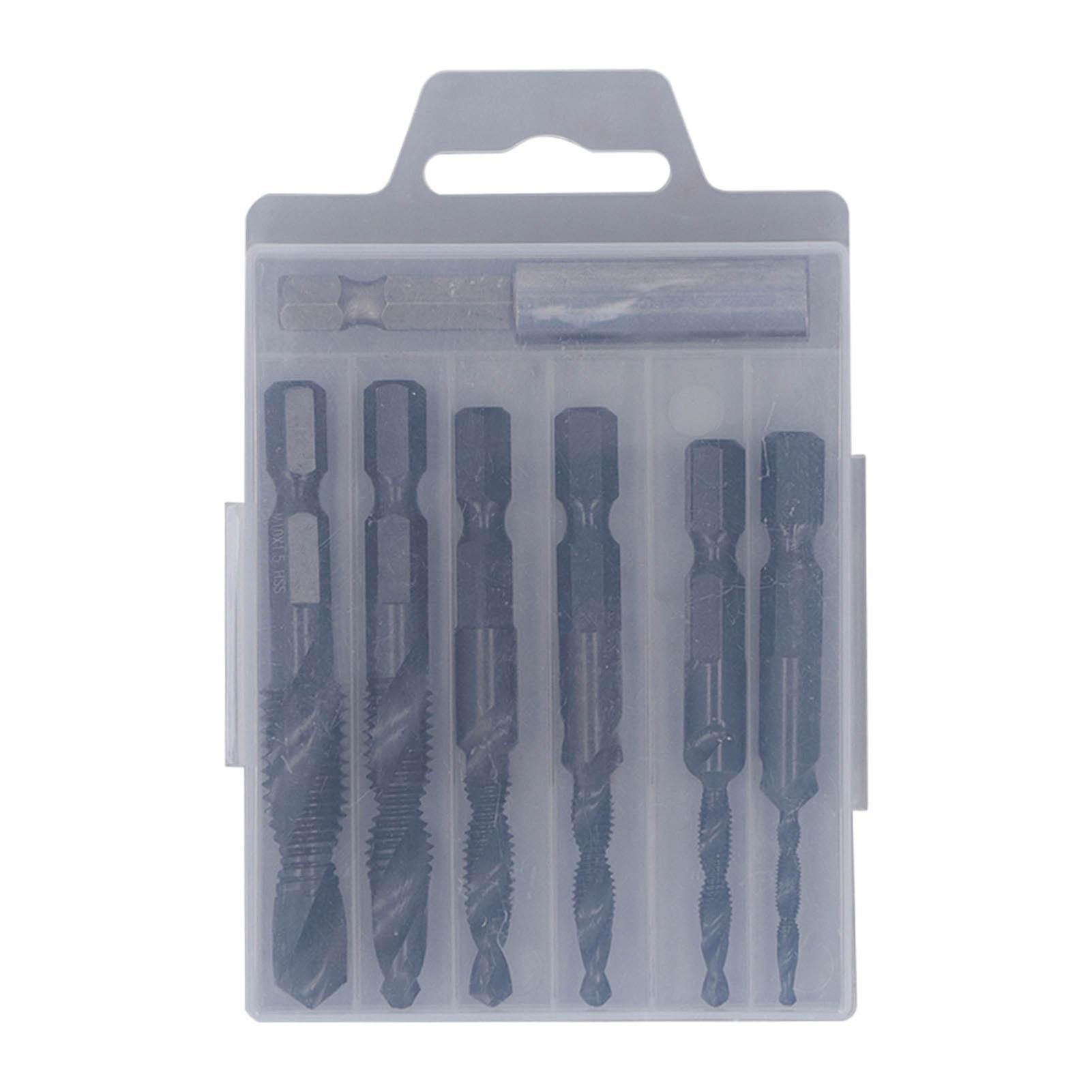 Risegun Hex Shank Combination Drill Tap 3 in 1 High Speed Steel Anti Oxidation Drilling Screw Tapping Tool for Cast Iron