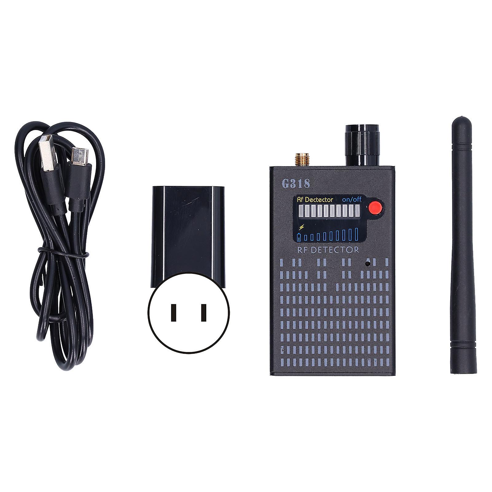 G318 Portable Signal Detector with GPS, Sound/Light Alerts, 1MHz-8GHz Range, US Plug (100-240V)