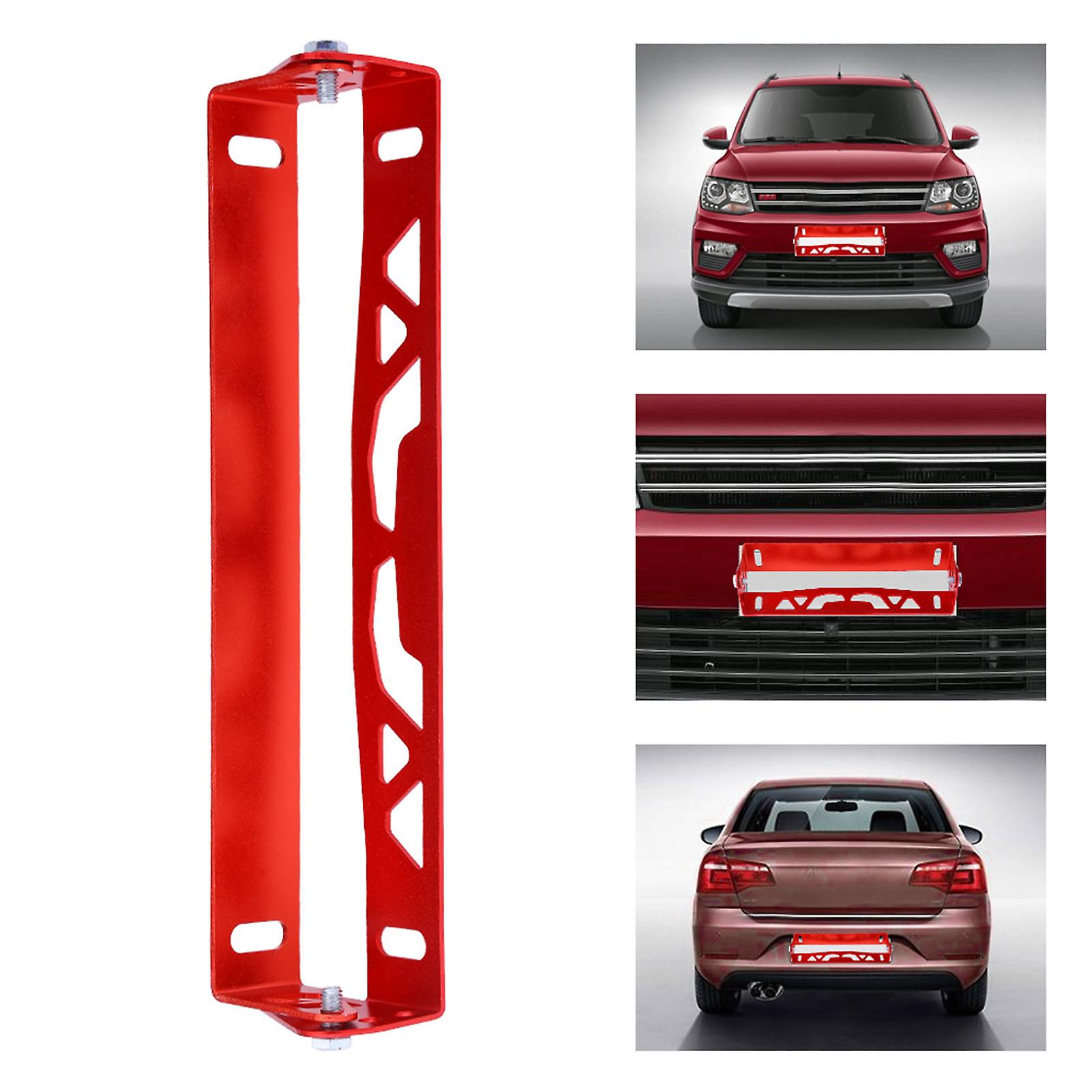 Universal Adjustable Aluminum License Plate Frame, Red, Lightweight