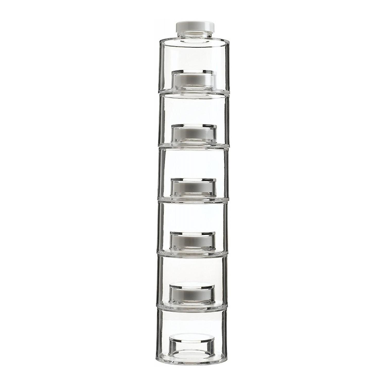 6Pcs Seasoning Tower Stackable Transparent Plastic Refillable Sugar Salt Spice Storage Tower for Kit