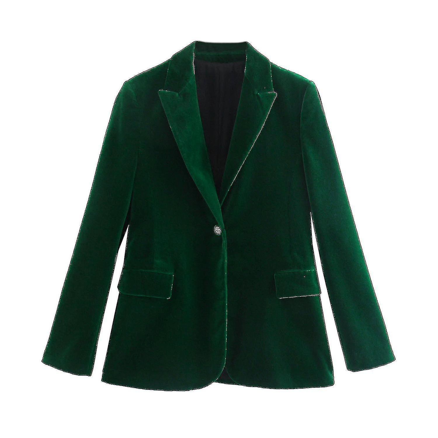 Women's Velvet Suit Jacket Dark Green