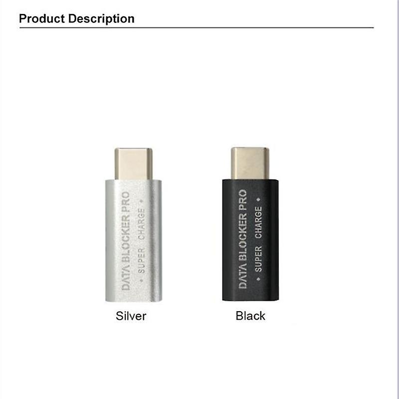 2 stuks USB Type-C Data Blocker USB-C Juice Jack Adapter Ondersteuning Snel opladen (50V/5A) Stop gegevensdiefstal (zwart)