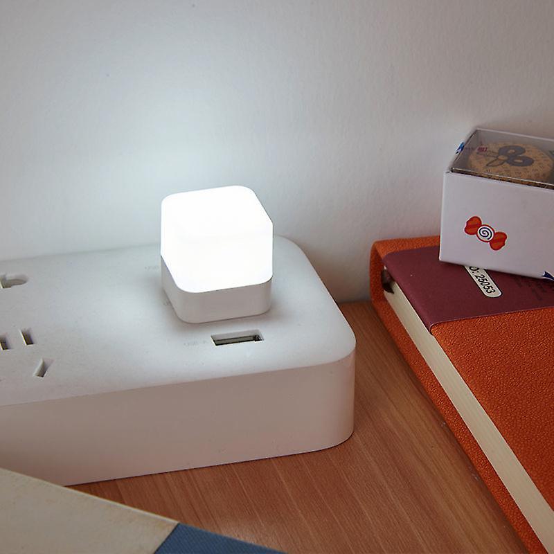 USB Plug Lamp Mini LED Night Light Power Bank Charging Book Lights Small Round