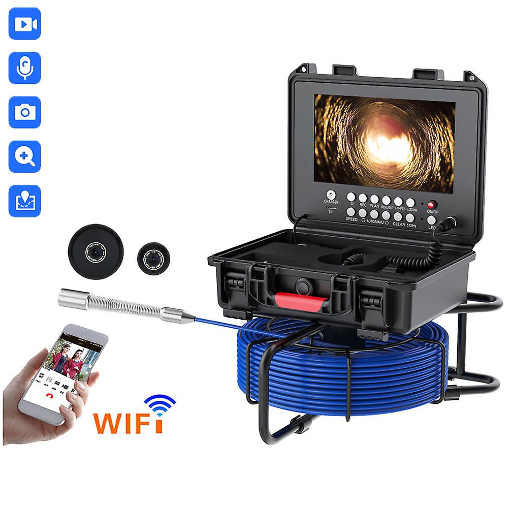 9 Inch HD Endoscope Pipe Inspection Camera 17mm Lens Wireless DVR Borescope