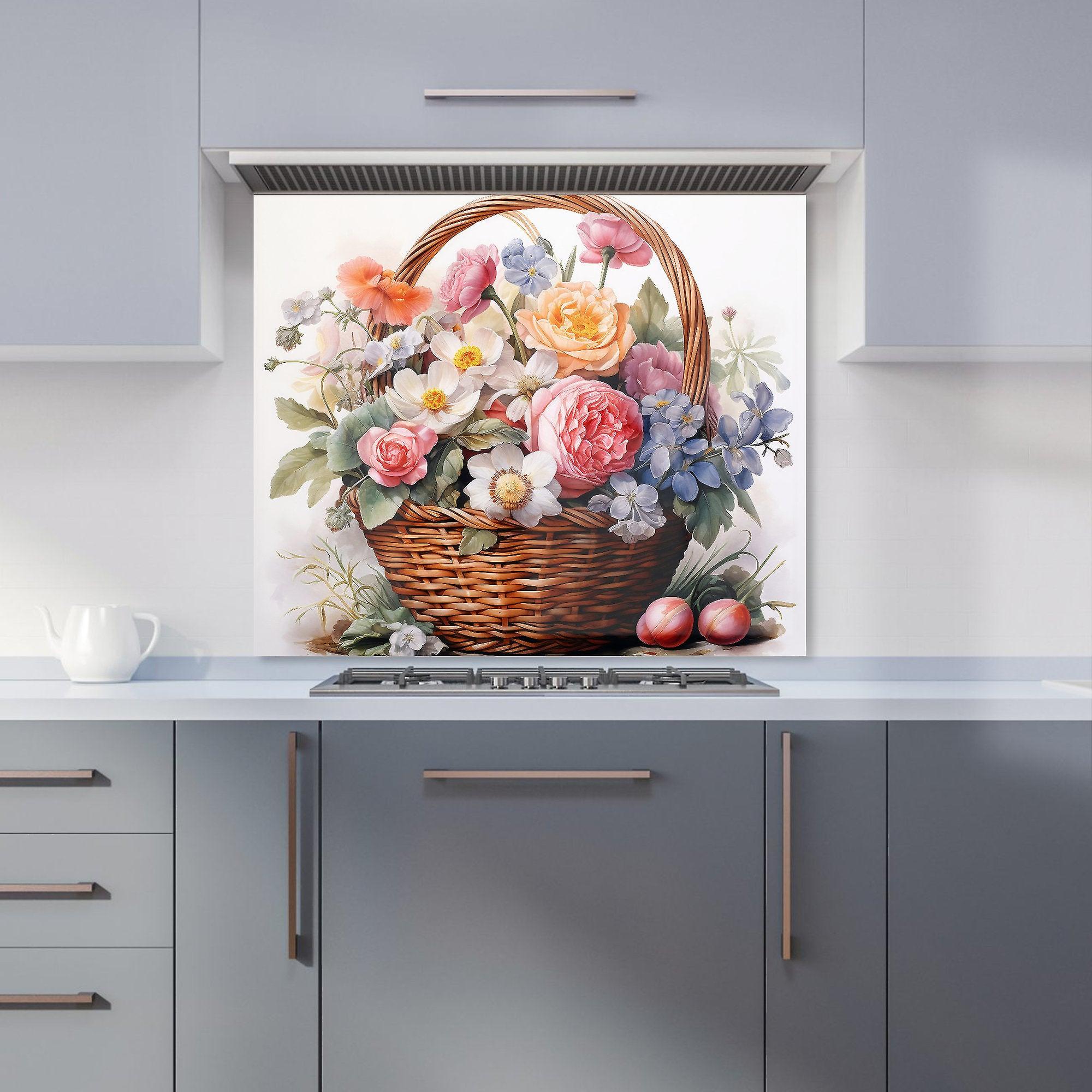 Victorian Easter Basket Watercolour Kitchen Splashback
