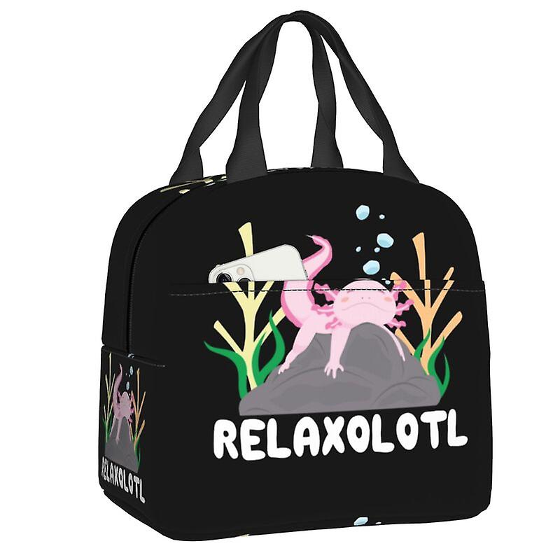 حقيبة غداء معزولة حرارية ملونة Relaxolotl Axolotl نسائية حمل غداء محمول للحيوانات للتخييم في الهواء الطلق صندوق طعام السفر