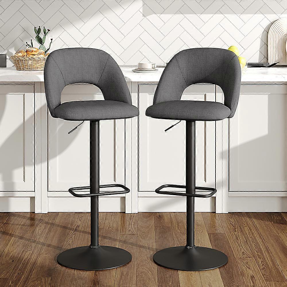 2 Set Linen Counter Swivel Height Breakfast Bar Stools