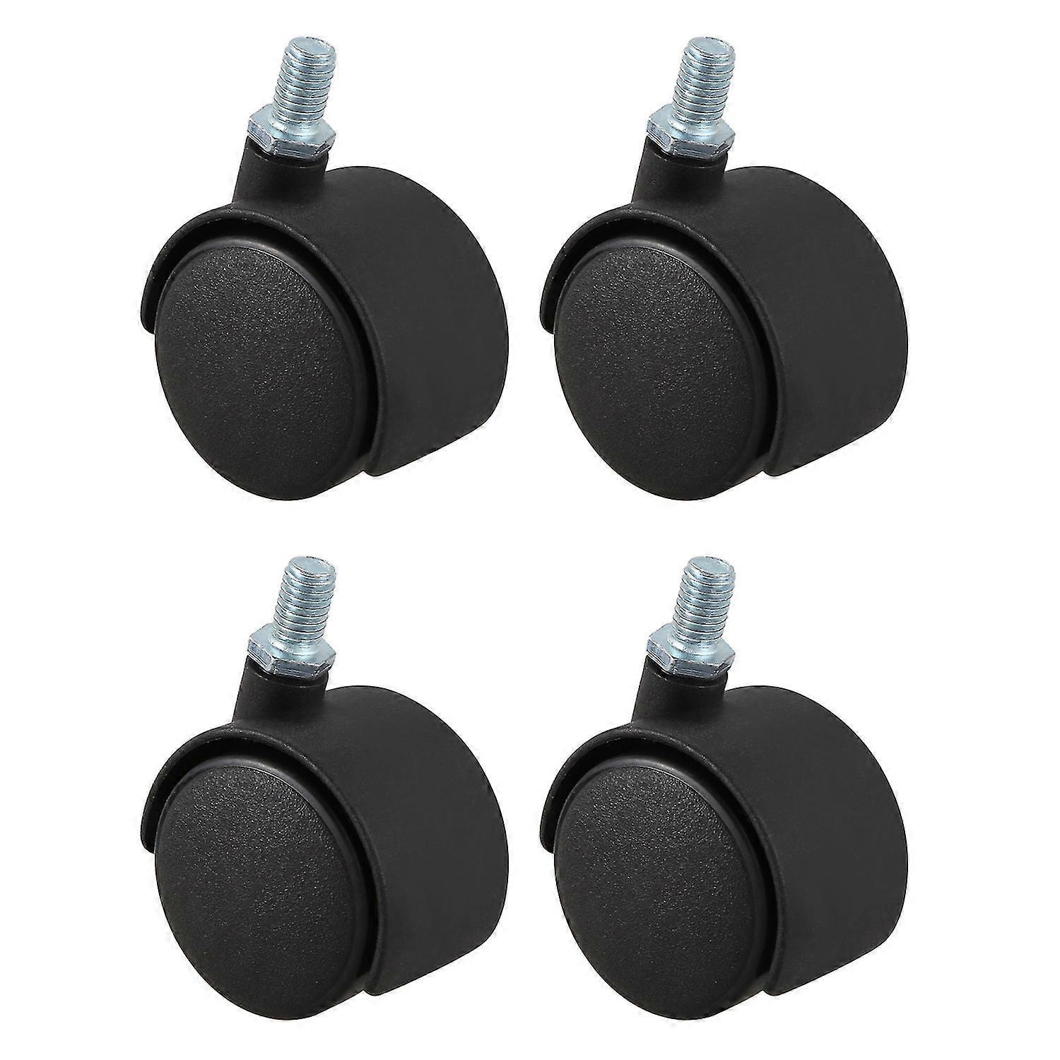 Rodízio giratório de plástico 8mm haste de parafuso 1,5 polegadas diâmetro roda 4 pcs
