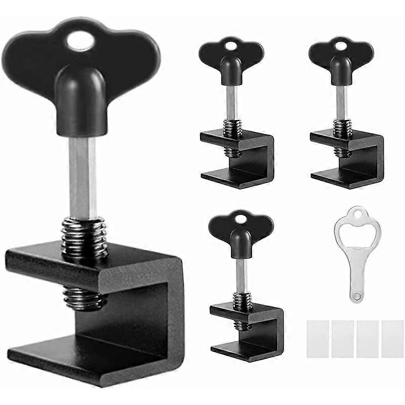 4 Pcs Sliding Window Lock, Sliding Bay Lock, Aluminum Sliding Window Block, Adjustable Sliding Door Block, Sliding Window Lock with Key for Child Safe