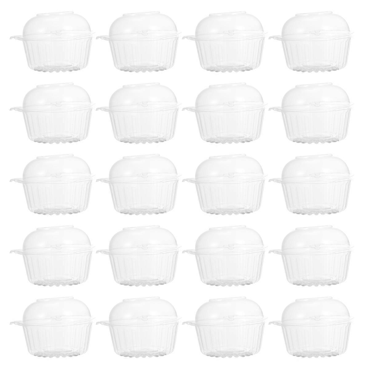 100 Pcs Cupcake Container Clear Cake Box Roll Cake Box Clear Food Box Hinged Cake Containers