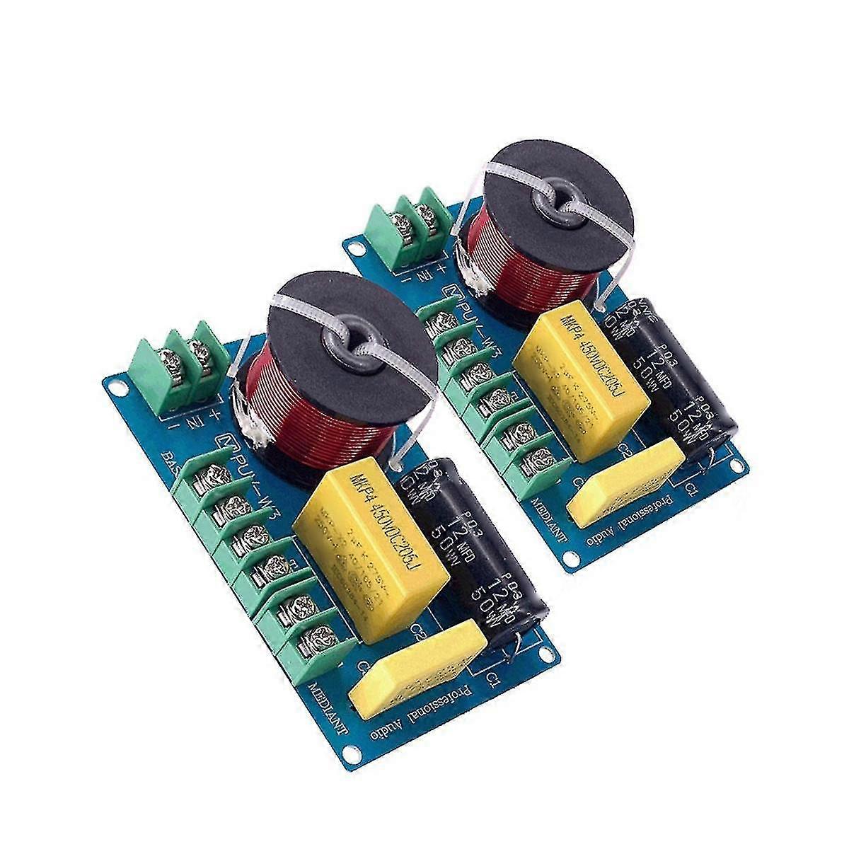 2pcs 200w 3-way Audio Hifi Filter Circuit Board Stereo Speaker Crossover Filters Treble/Bass 3 Unit Frequency Dividers