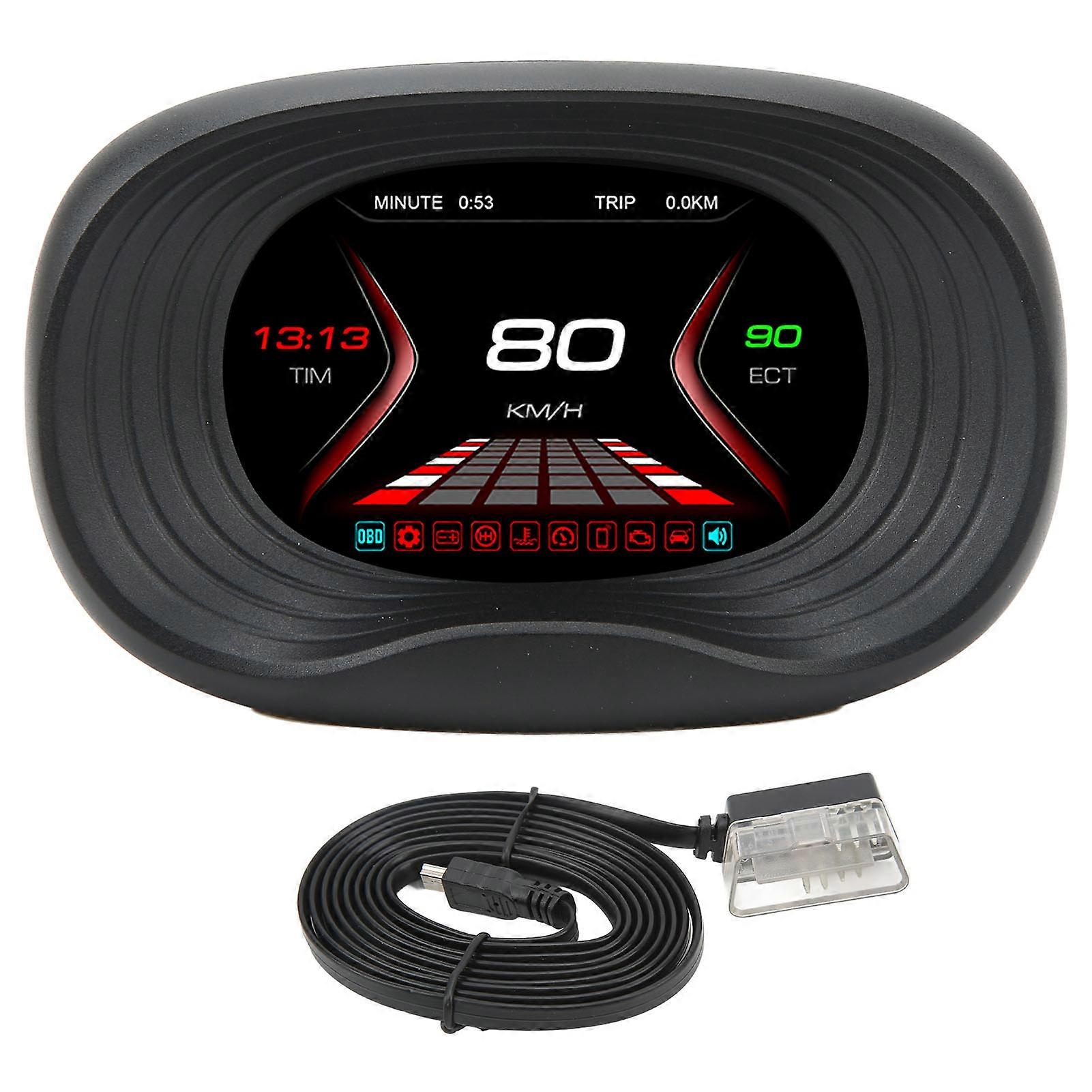 OBD HUD Digital Meter Temperature Speed Mileage Pressure Display Auto Diagnostic Gauge Overspeed Voltage Dashboard Alarm Instrument Tool