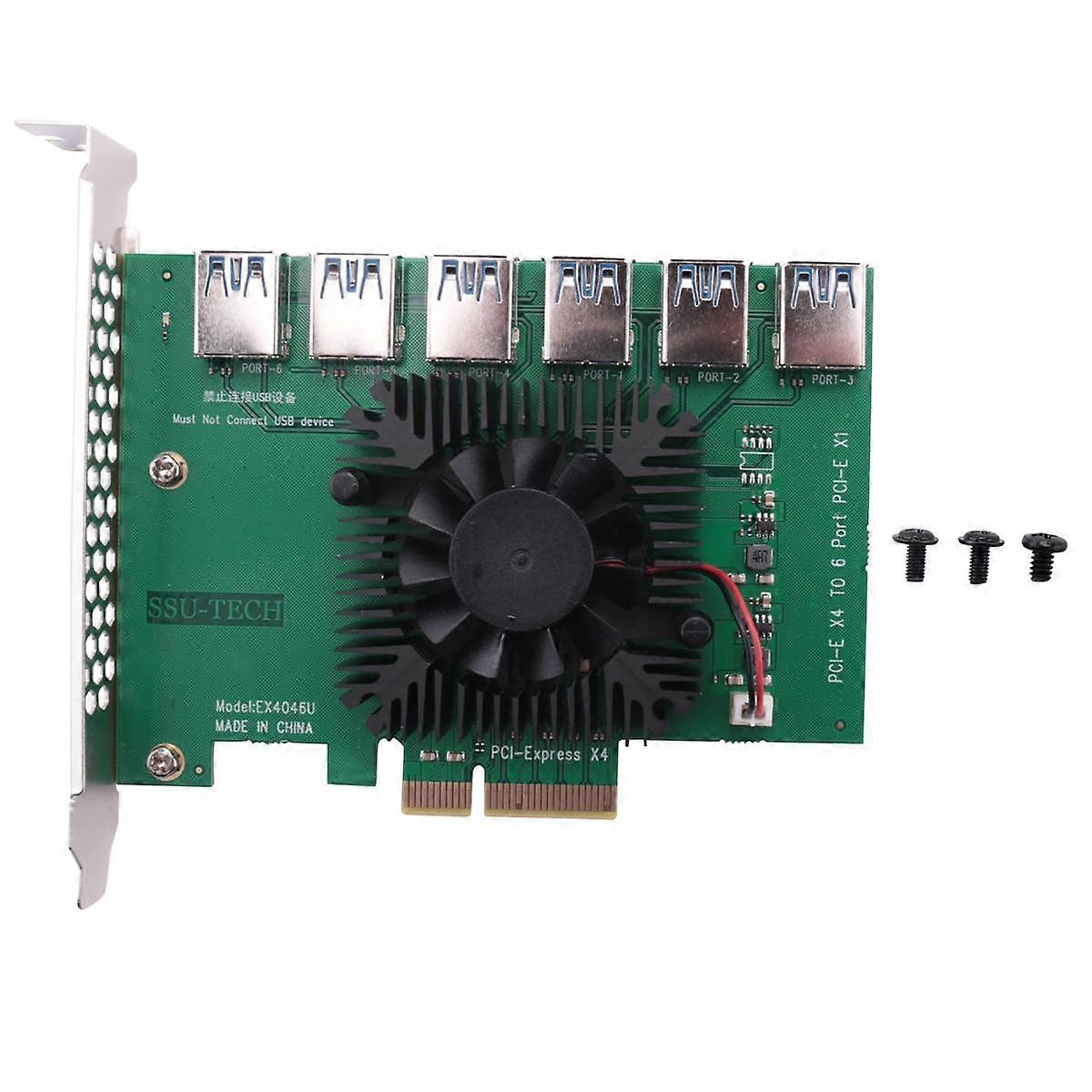 PCI Express Riser Card PCIE X4 1 to 6 PCIE Slot 4X to 16X Graphics Card Expansion Card for BTC Mini