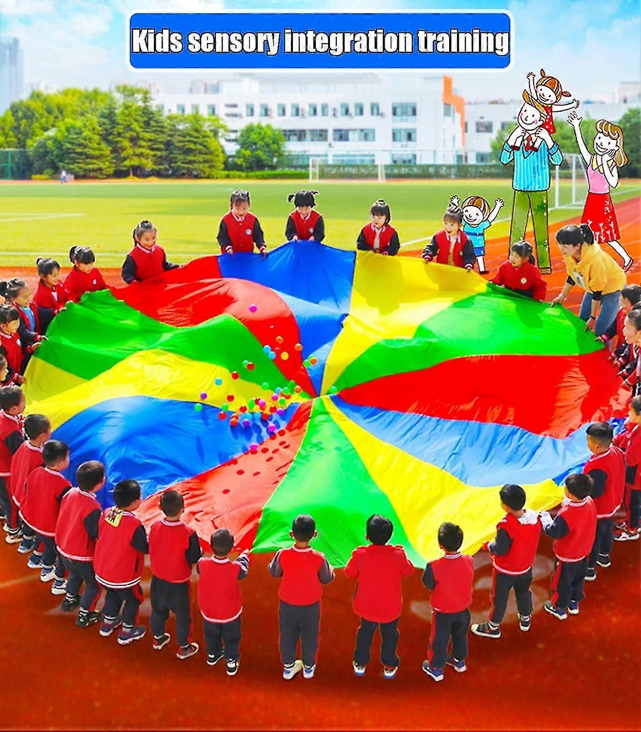 Rainbow Parachute Outdoor Parachute Games, Sensory Integration Training Parachute Toys For Kids, Multiplayer Garden Games (size : 3m)