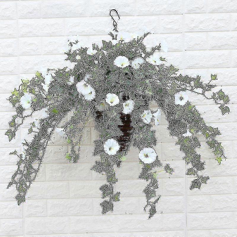 Cesto appeso con fiori artificiali di petunia in seta per esterni/interni