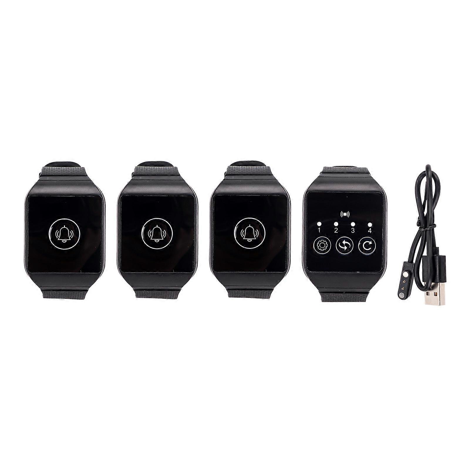 جهاز نداء المعصم اللاسلكي متعدد الأغراض IPX7 مقاوم للماء 433.92 ميجا هرتز مشاهدة النداء لنظام استدعاء المطعم 3 مقابل 1