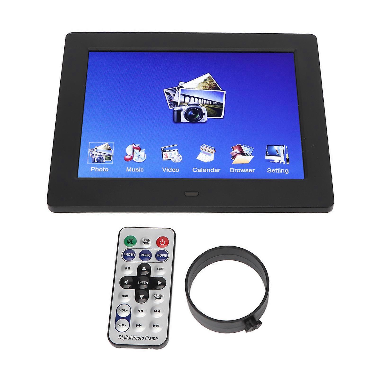 8in Digital Picture Frame 800x600 Clock Calendar Timing LCD Electronic Photo Frame Advertising Machine Black 100240V EU Plug