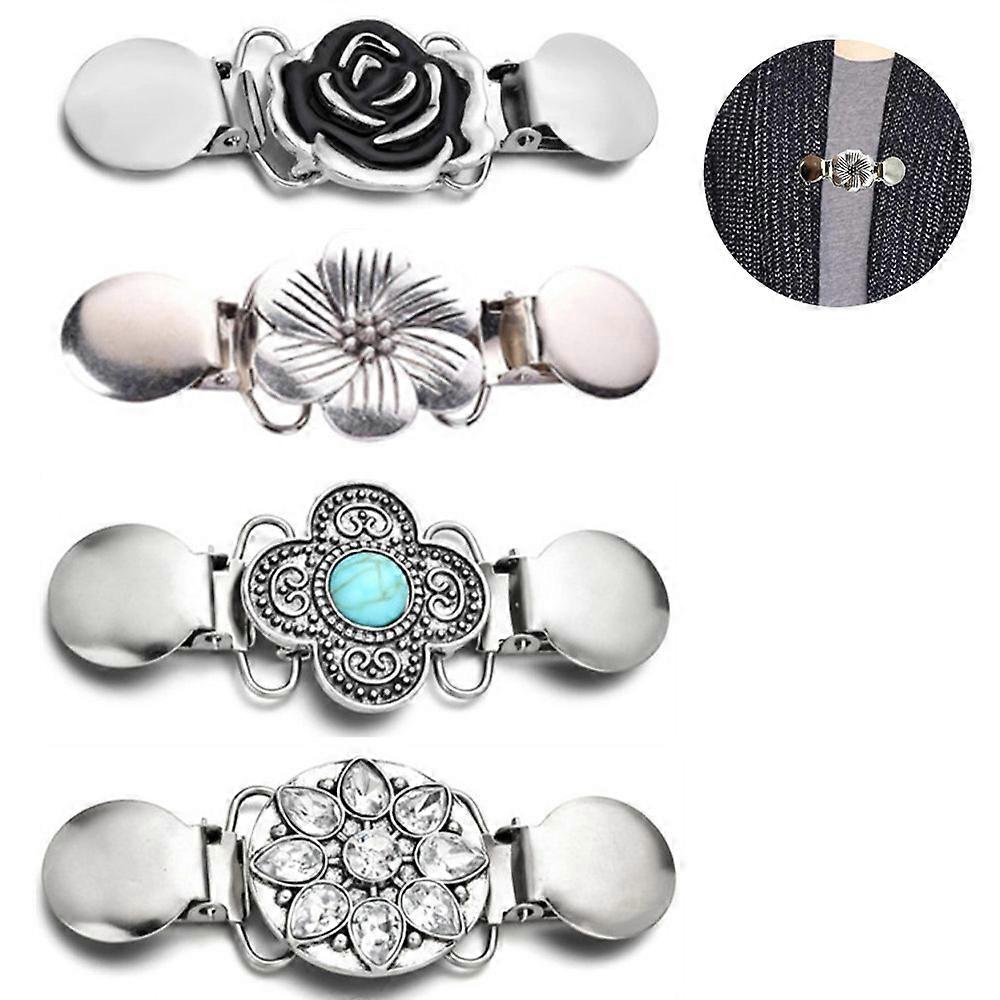 4 Τεμάχια Vintage Πουλόβερ Σάλι Κλιπ Ρετρό Ζακέτα Κολάρο Κλιπ Φόρεμα Πουκάμισο Καρφίτσα Κλιπ συμβατό με Γυναίκες Κορίτσια Φορώντας, 4 Στυλ