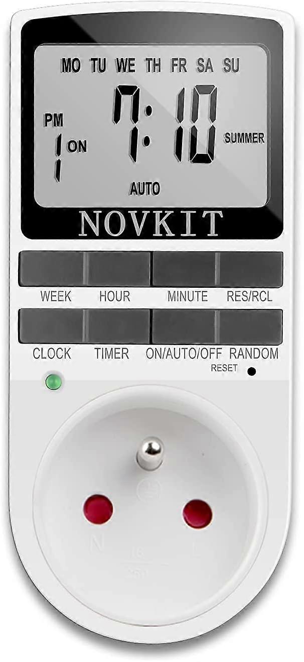 Proateur Electrical and Digital Socket, Weekly Daily 10 Timer Digital Socket Timer with Anti-Theft Mode and Large LCD Screen, Save Electricity (One Pa