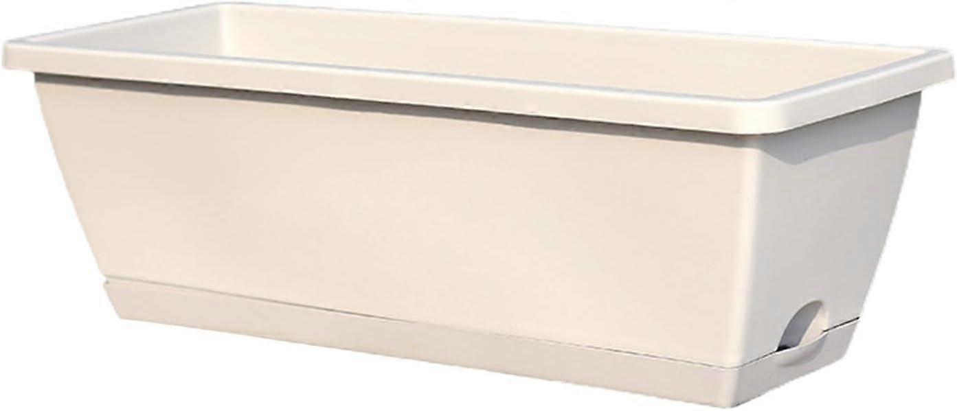 Rectangular Pp Plastic Planter With Cato Watering - For Growing Flowers, Vegetables, Fruits - White