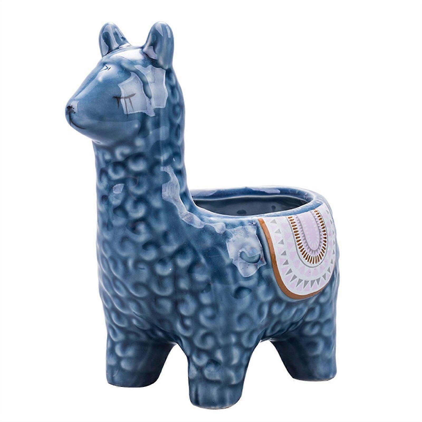 Table Living Room Decor Ceramic Alpaca Flower Pot