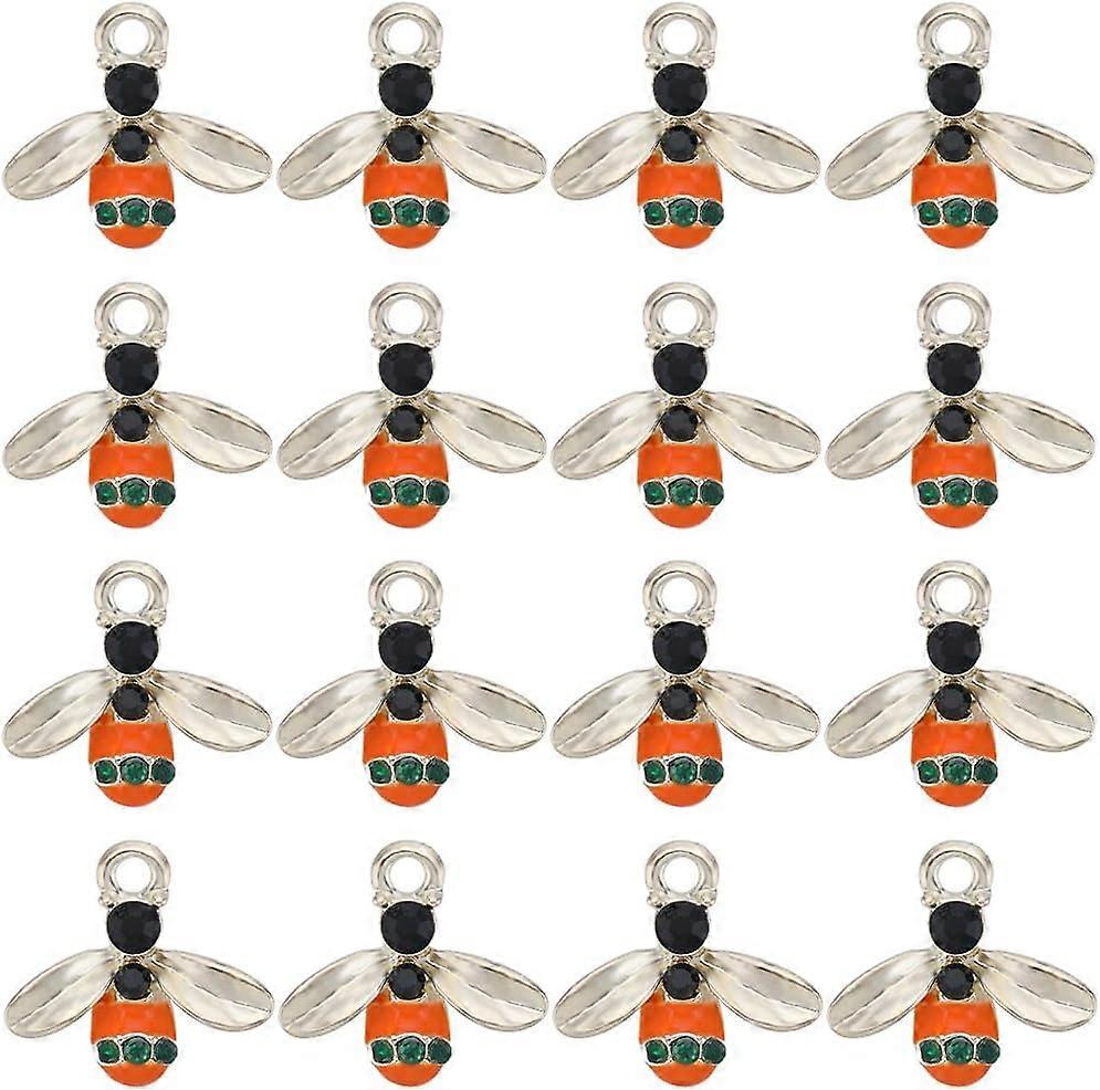 40Pcs Gold Bee Charms Honey Bee Charm Bulk Yellow BumbleBee Rhinestone Enamel HoneyBee Alloy Insects Spring Charm