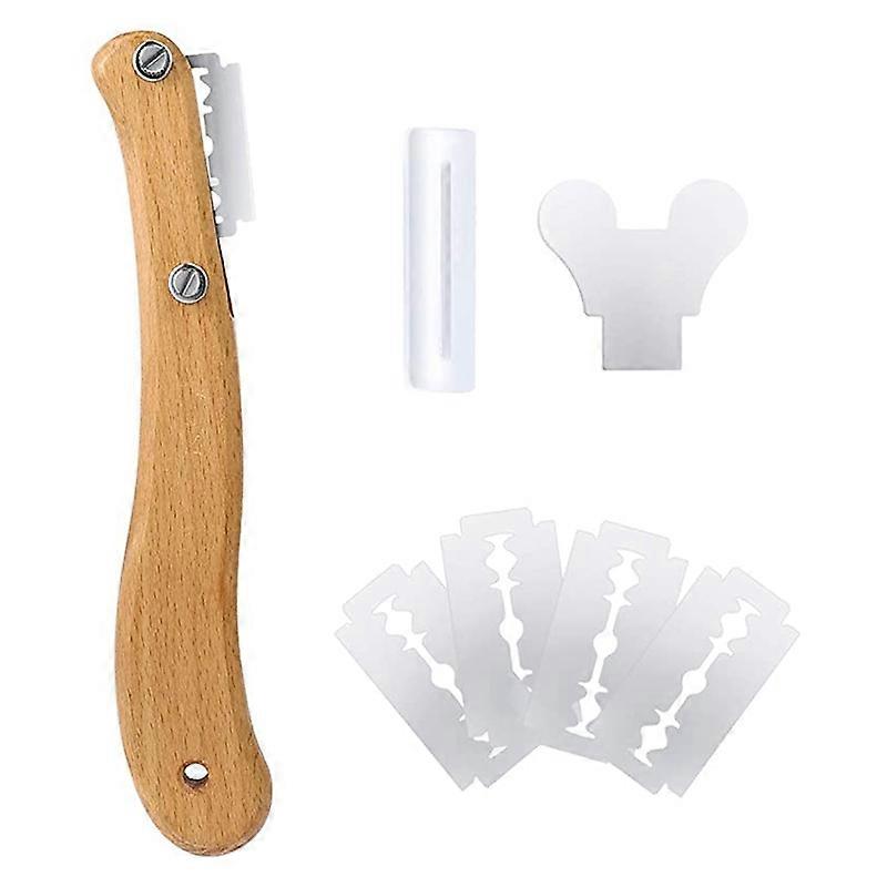 Bread Lame with Wooden Handle, Bread Bakers Lame Slashing Tool, Bread Slicer Cake Cutter, Dough Mak