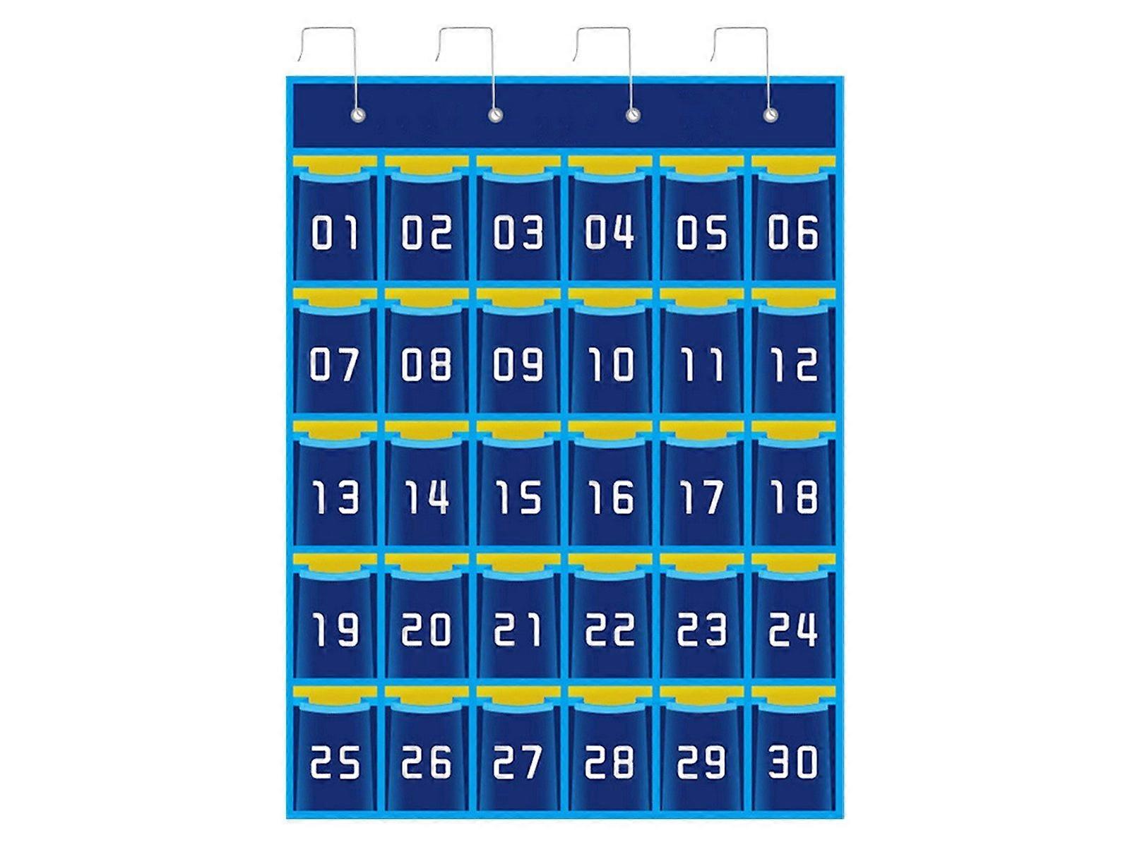 30 Pockets Numbered Pocket Chart Classroom Sundries Closet Hanging Organizer