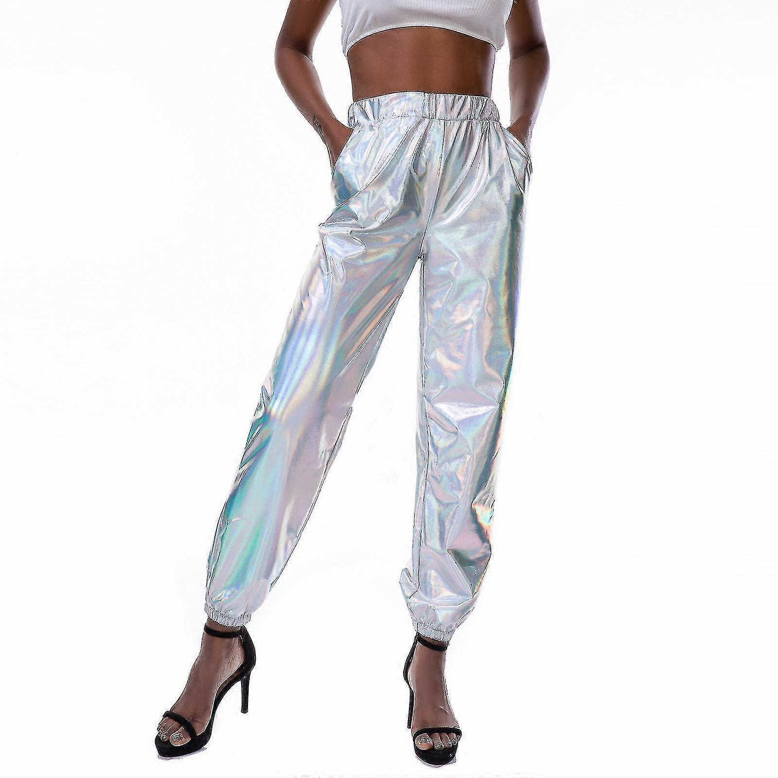Women's Fashion Holographic Streetwear Club Cool Shiny Causal Pants
