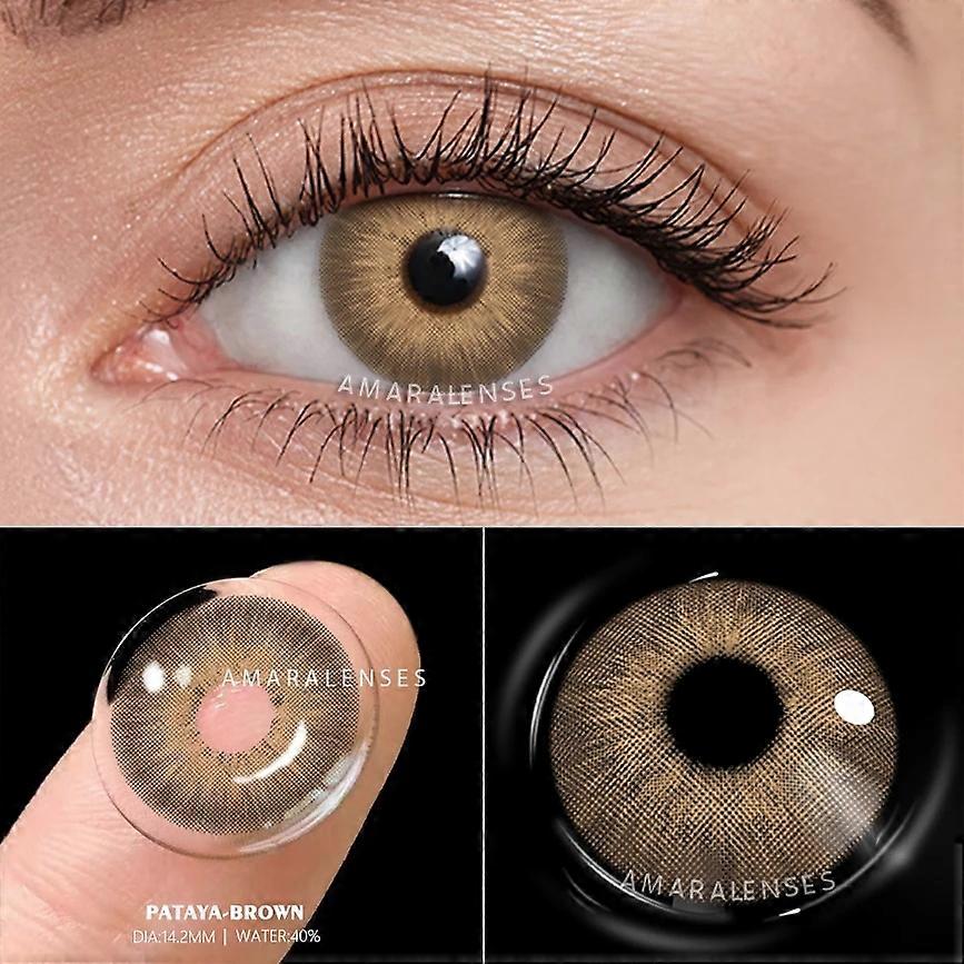 Redkid Farbige Kontaktlinsen für Augen 2pcs Blau Grün Farbige Linsen Schöne Pupille Jährlich Make-up Kosmetische Braun Kontaktlinse PATAYA-BRAUN