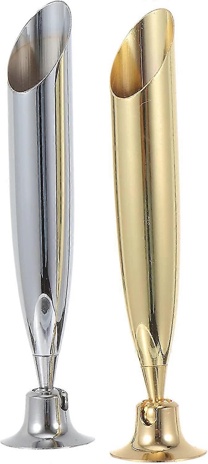 2pcs Round Metal Insertion Pen Holder Vintage Feather Pens Base Fountain Pens Stand